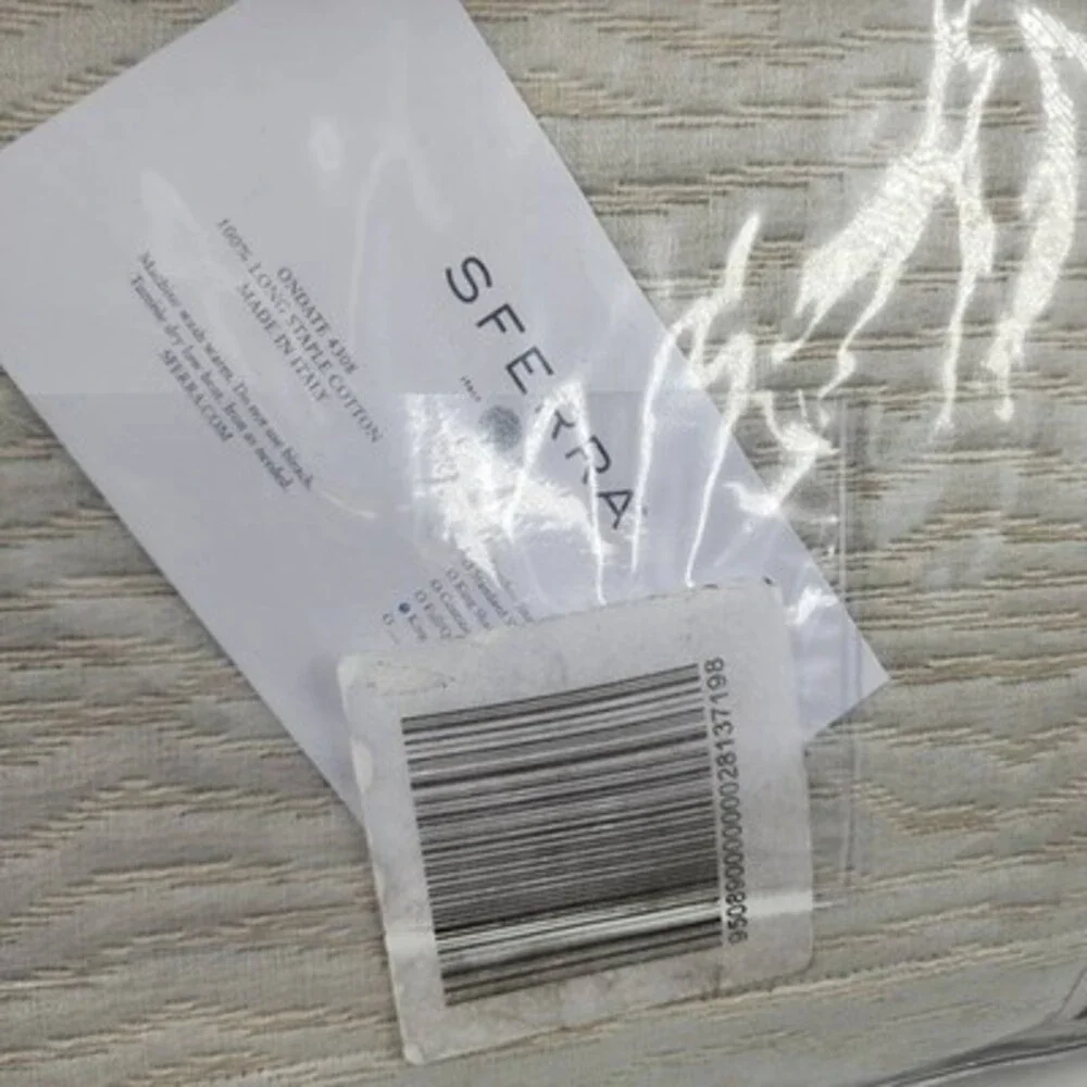 SFERRA Ondate Blanket Cover King Bluefin Two Toned Yarn Dye Weave Long Staple